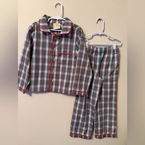 The Beaufort Bonnet Company Red and Green Plaid Kids Pajamas Set 4T
